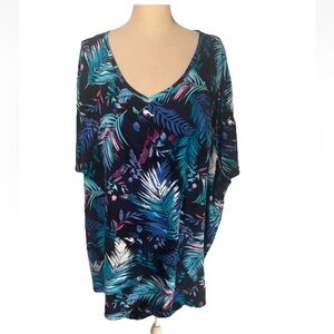 5x plus size women’s feather floral Catherines T Shirt  Top casual cotton blend